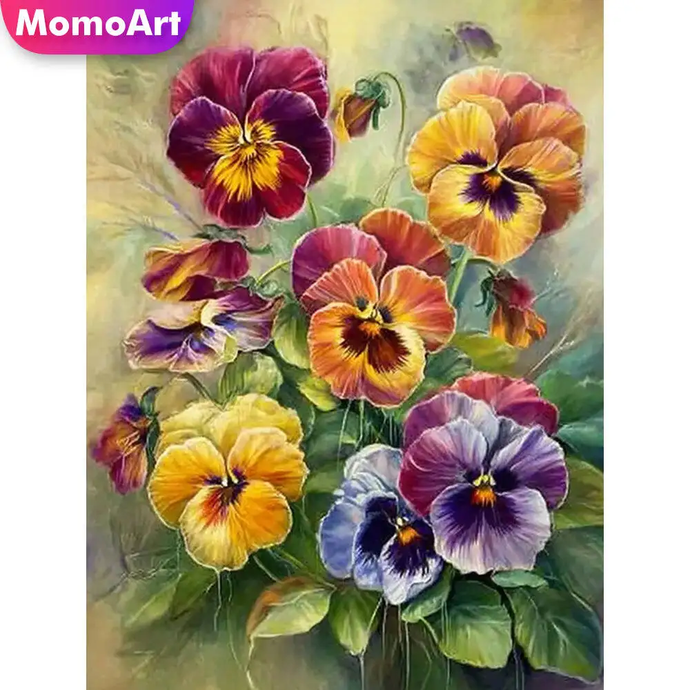 Momoart Diamond Mosaic Pansy Flower DIY Suitable For Beginners Diamond Painting New Arrival Craft Kit Art Holiday Gifts