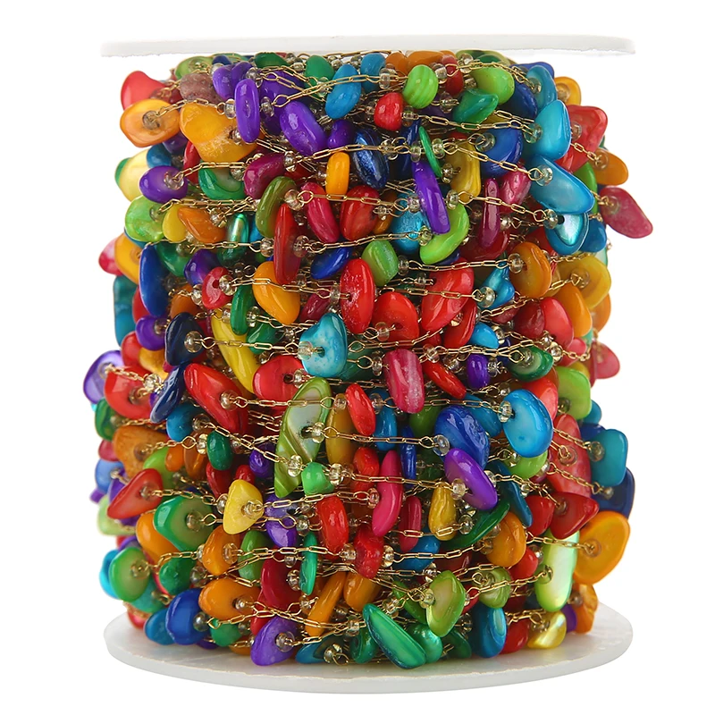 1 Meter Natural Stone Chains Gold Plated Stainless Steel Roll Chain for DIY Necklace Bracelet  Jewelry Making Fingdings
