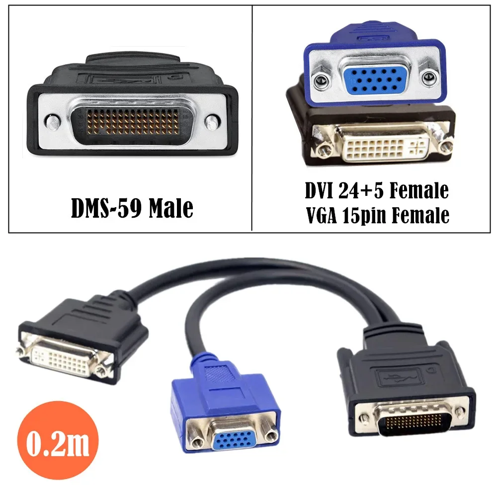 DMS 59Pin Male To 2 VGA DVI Displayport HDMI-Compatible Female Splitter Extension Cable Adapter for Graphics Card HDMI Monitor