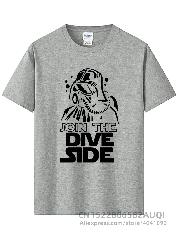 JOIN THE DIVE SIDE DARK Underwater Funny Printed T Shirt Cotton Short Sleeve O-Neck Men\'s Clothing Brand Top Tee-Shirt Plus Size