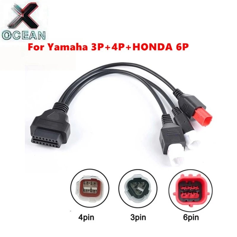 

Best OBD2 Connector Male to Female 3pin 4pin for Yamaha 6pin for Honda to 16pin OBD 2 Extension Cable Motorcycle Diagnostic Tool