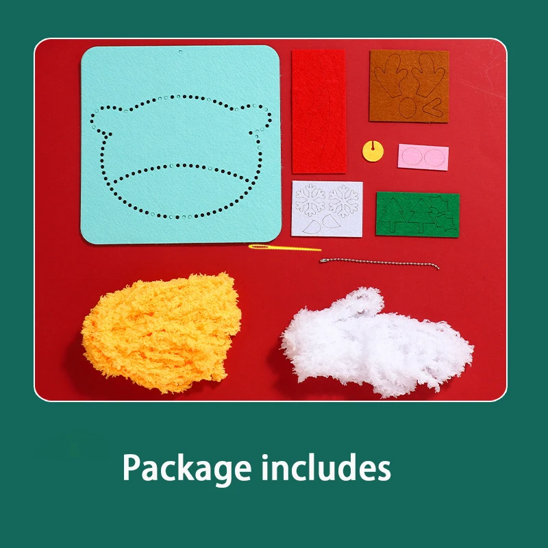 Kit d'artisanat de couture de noël pour enfants, dessin animé, formation de la motricité Fine, broderie en feutre, couture, jouets faits à la main, planche à enfiler