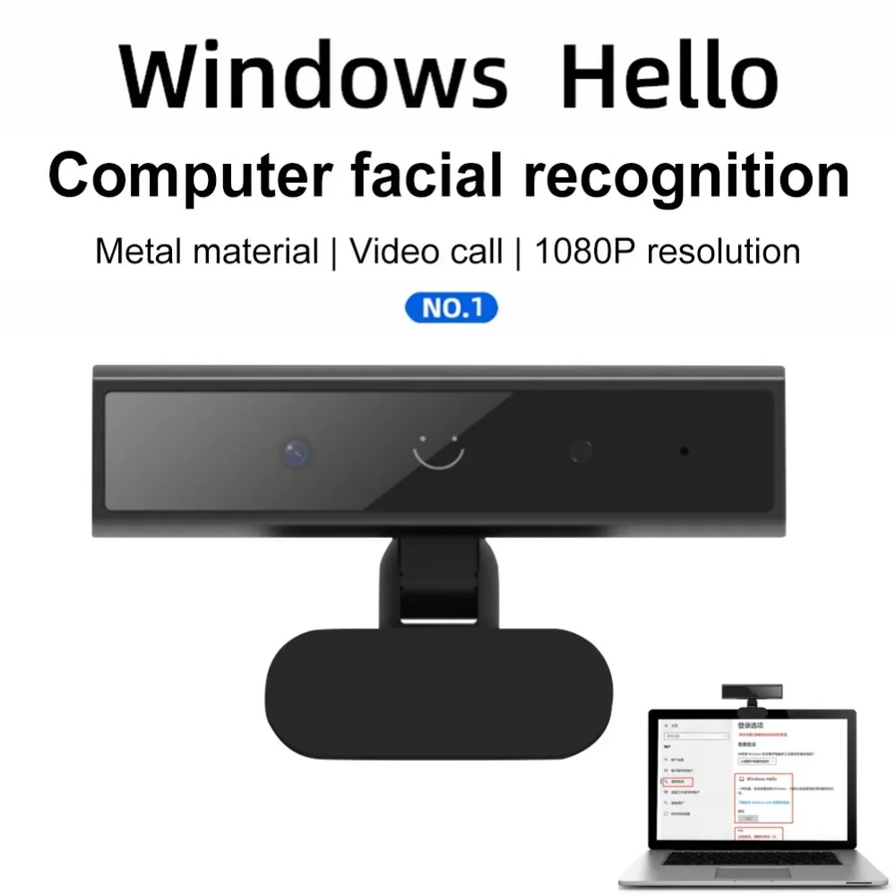 Webcam con riconoscimento facciale Web Camera Webcam 1080P 10/11 con Hello Computer portatile con microfono