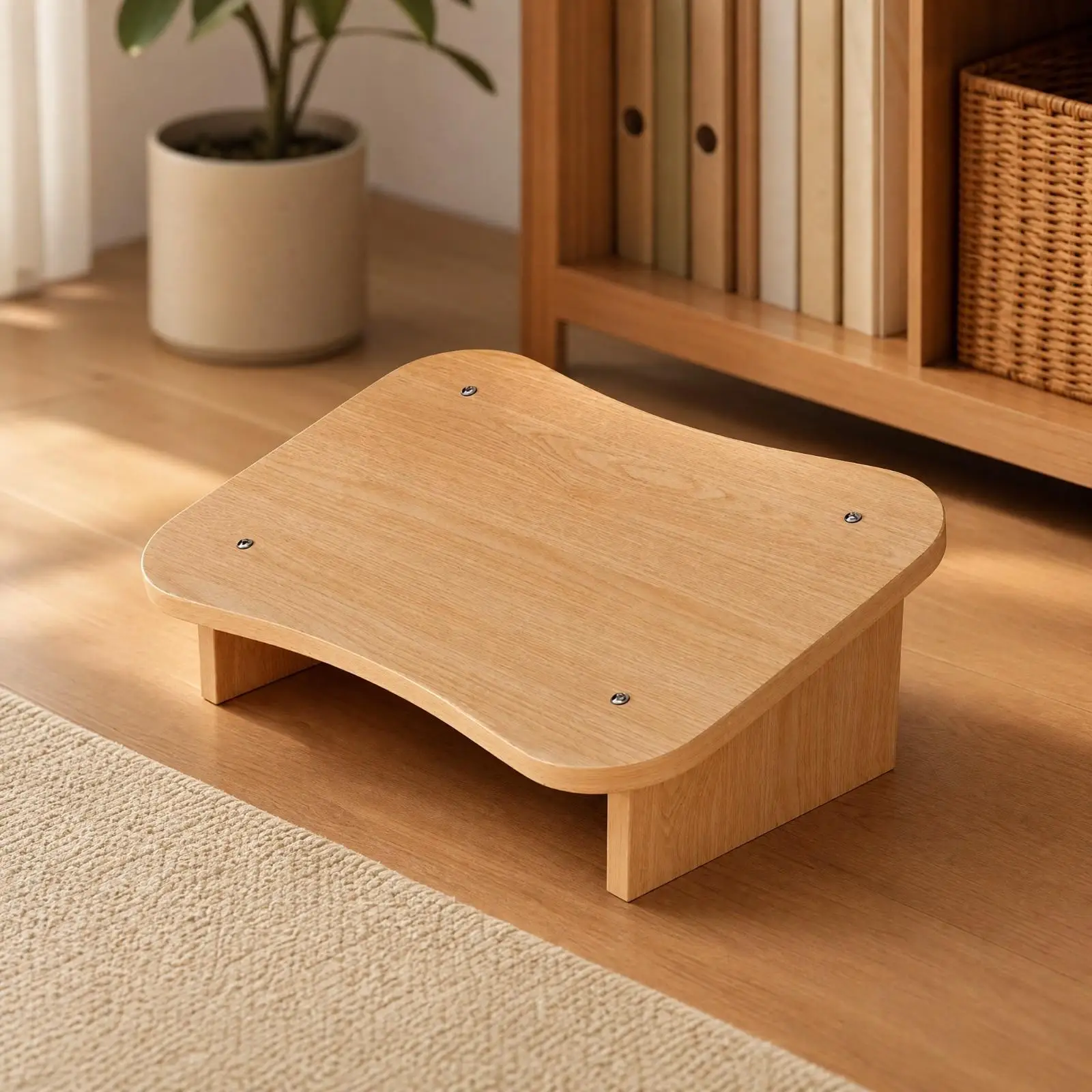 Foot Rest for Under Desk Office Wooden Ergonomic Stool Non Folding Slanted Support Legs Compact 50x30 Cm for Work Reading Gaming