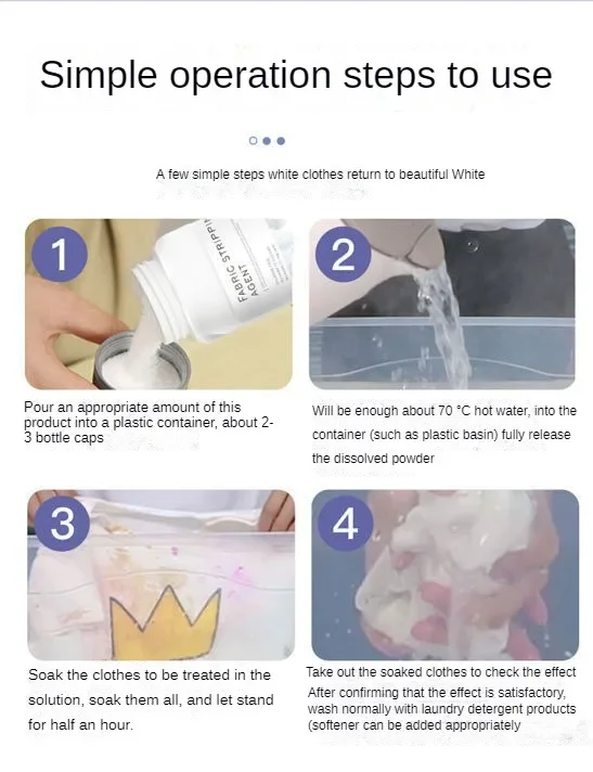 300/100g Clothes Bleaching Powder White Clothing Brightener Reducing Agent Rinse Clothing Dyeing Oil Stain Remover LAVIE LIFE