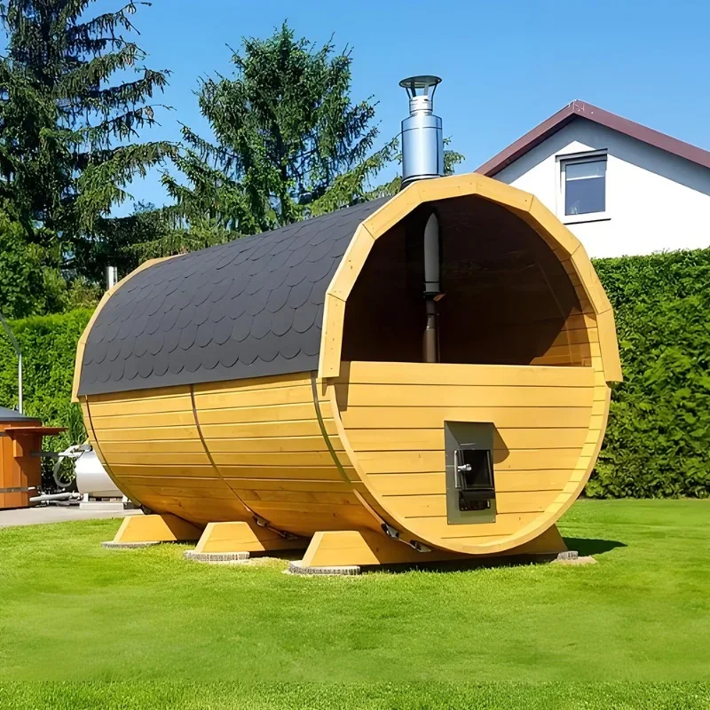 Multi-size Canadian Hemlock Cedar Drum Sauna Far Infrared Electric Stove Wood Stove Heating