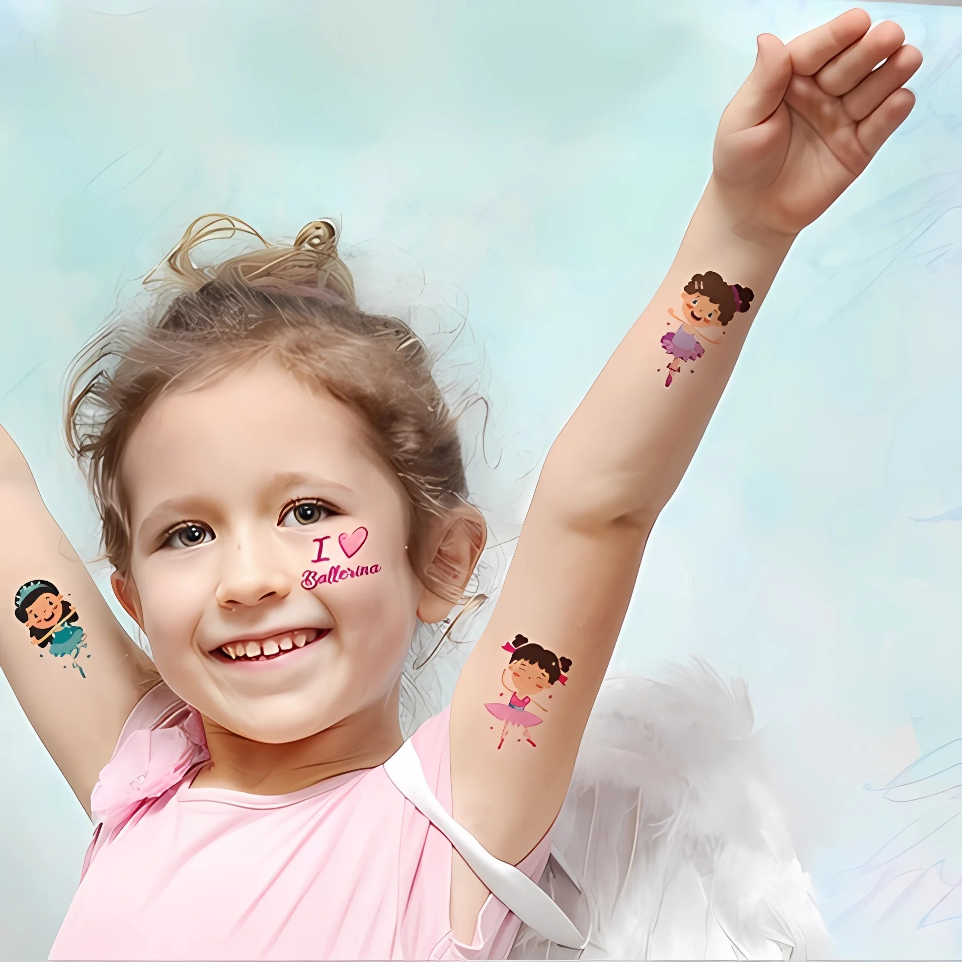 Temporary Tattoo Stickers - Love Combination Waterproof Tattoos for Kids, Arm Body Art Fake Tattoos, Perfect for Festivals