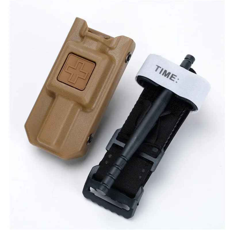 2 buah Tourniquet taktis kotak penyimpanan kucing tas MOLLE paket kipas luar ruangan darurat tourniquetrat untuk