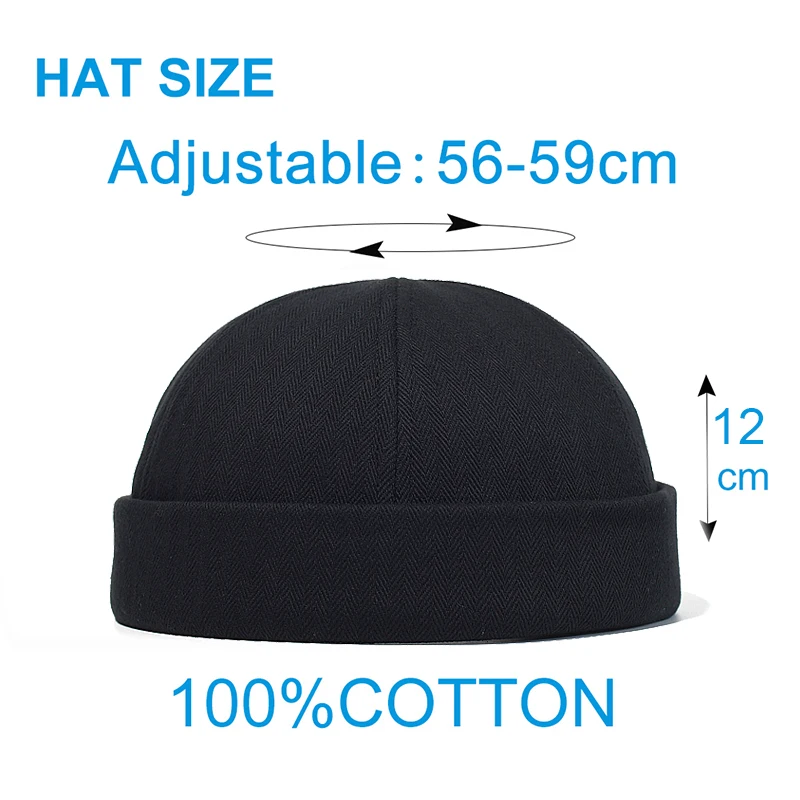 Cotton Brimless Men Hat Docker Hat Beanie Sailor Hats Cap Cotton Spring Autumn hat Retro Adjustable Men Women Hip Hop Hat