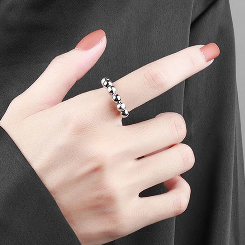 Freely Rotate Beads Anxiety Ring Fidget Women Men Simple Stress Relief Spinner Rings Spiral Bead Antistress Ajustables Jewelry