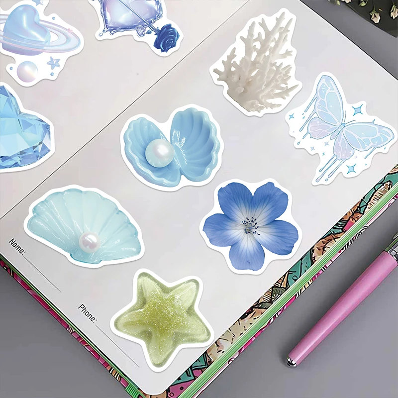 50PCS Dreamy White INS Style Graffiti Stickers DIY Water Cup Skateboard Helmet Aesthetic Elegant Cloud Romantic Decals Toys