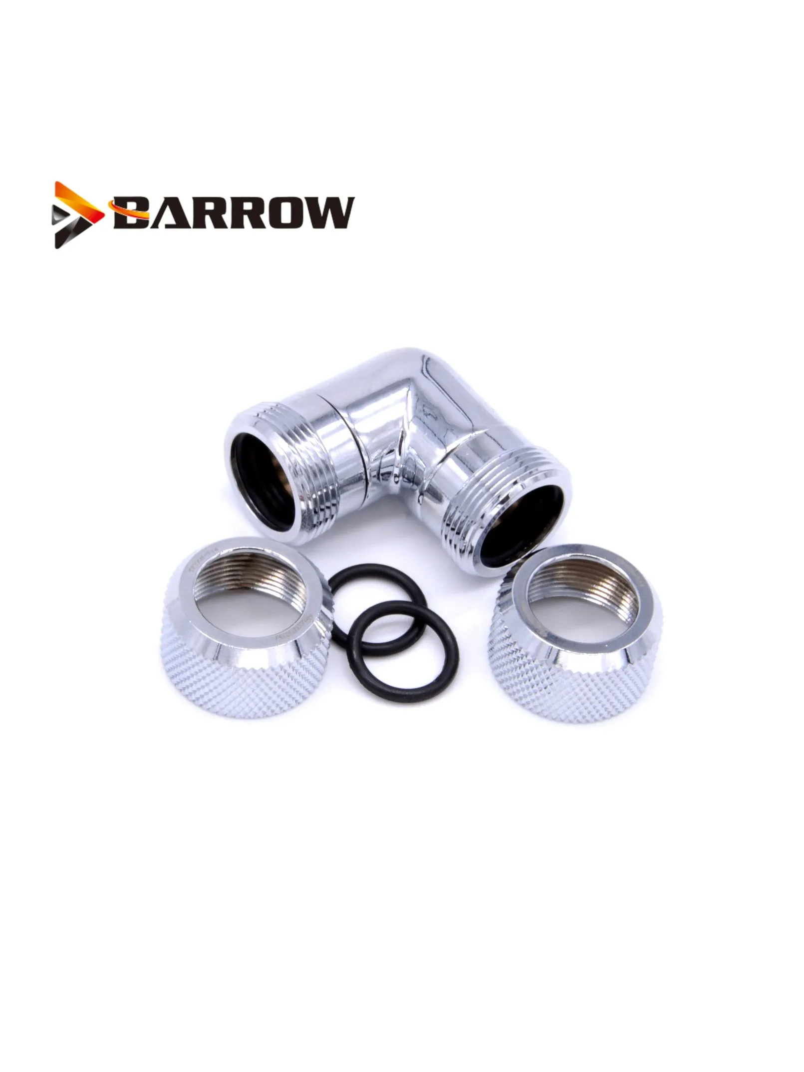 BARROW czarny srebrny G1/4 'gwint podwójny 90 stopni obrotowy Adapter montażowy obrotowy 90 kąt adaptery zastosowanie do OD12/14/16MM sztywna rurka — zdjęcie 2