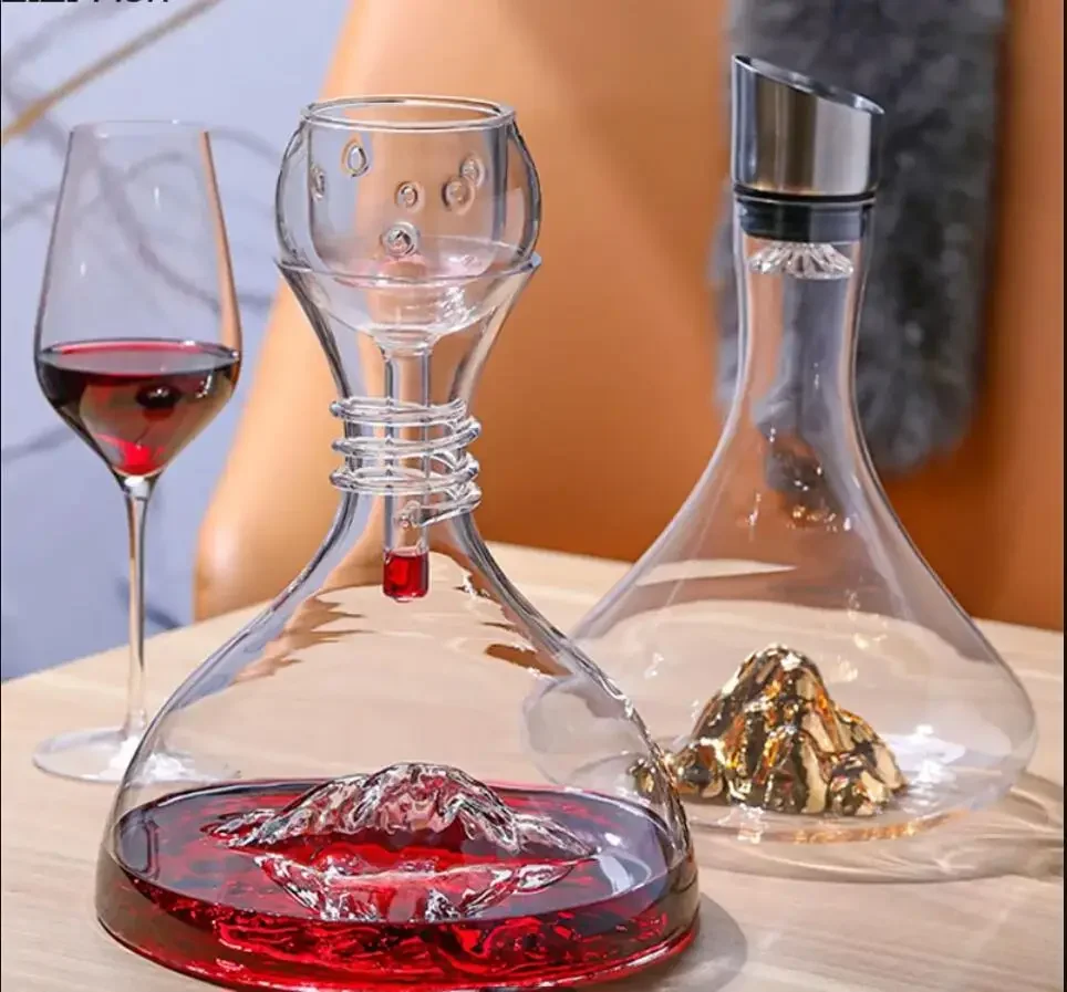 1800ML/1500ML Nordic Iceberg Quick Decanter Funnel Red Wine Household Dispenser Crystal Glass Bar Set