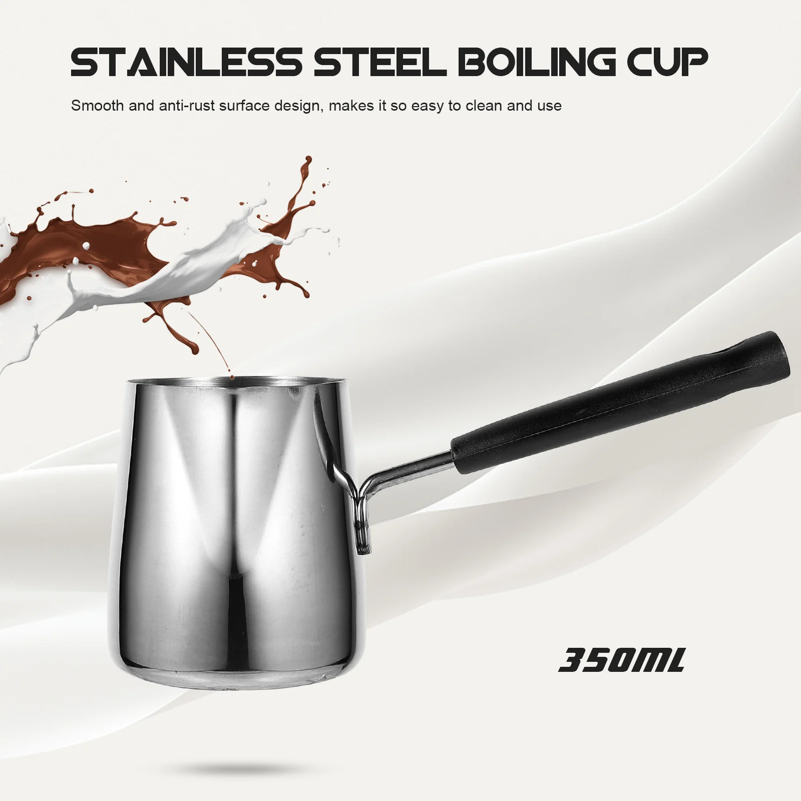 

Stainless Steel Milk Cup Large Capacity Anti-Rust Comfortable Handle Easy Clean Kitchen Coffee Shop Supplies