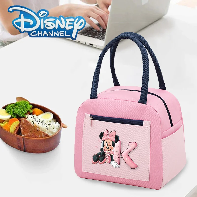 Disney Minnie Large Capacity Heat Lunch Bags Printing A-Z letters Aluminum Insulation Waterproof Preservation Character Package