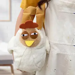 Plush Bag Zipper Closure Clutch Purse Large Capacity Cartoon Hen Handbag Chicken Bag for Dating Party Vacation Birthday Gift