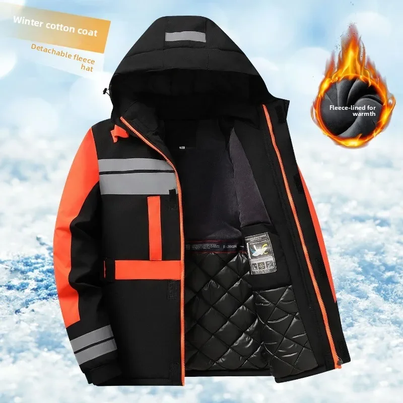 Cold-proof tooling cotton-padded clothes men's winter velvet thickened work clothes loose large-size cotton-padded jacket top