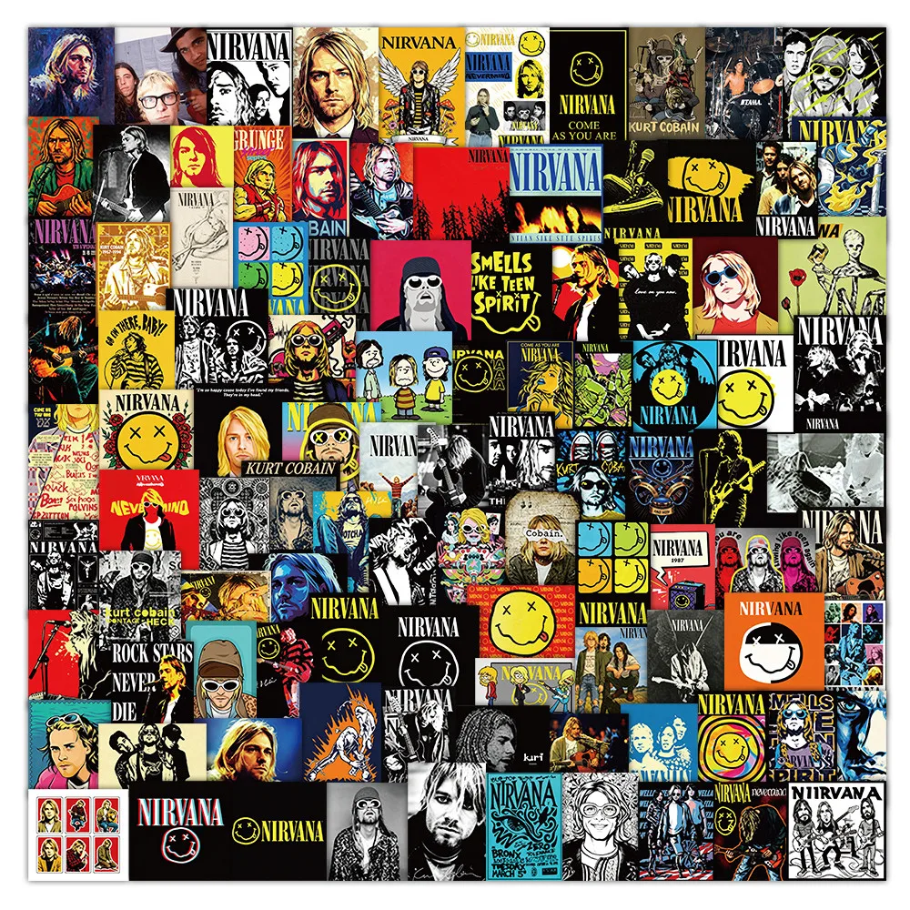 Nirvana Grunge Rock Themed Sticker Pack 135 Sheets, Music Graffiti Stickers for Scrapbook, Water Bottle RecordingYourLife Store
