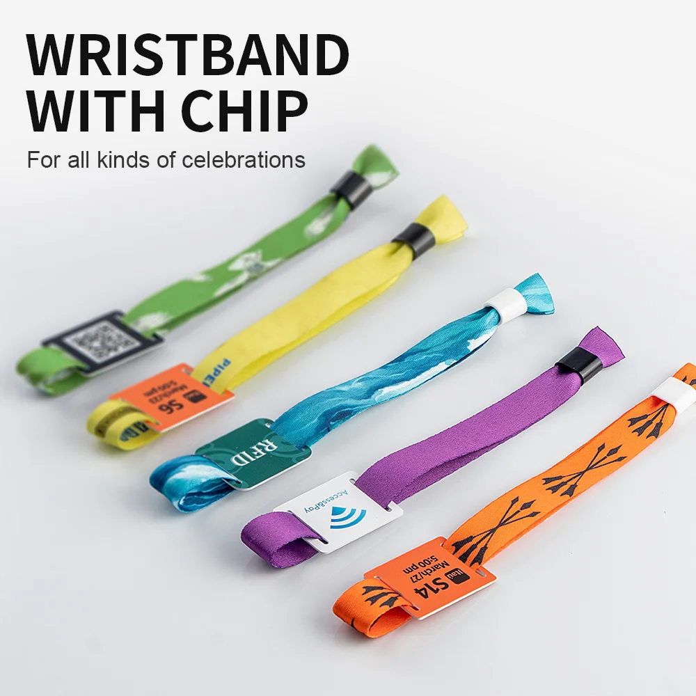 Wristband With Chip QR Code Custom-made Fabric Silk Club Visit Available for Annual Conferences, Festivals and Events Party