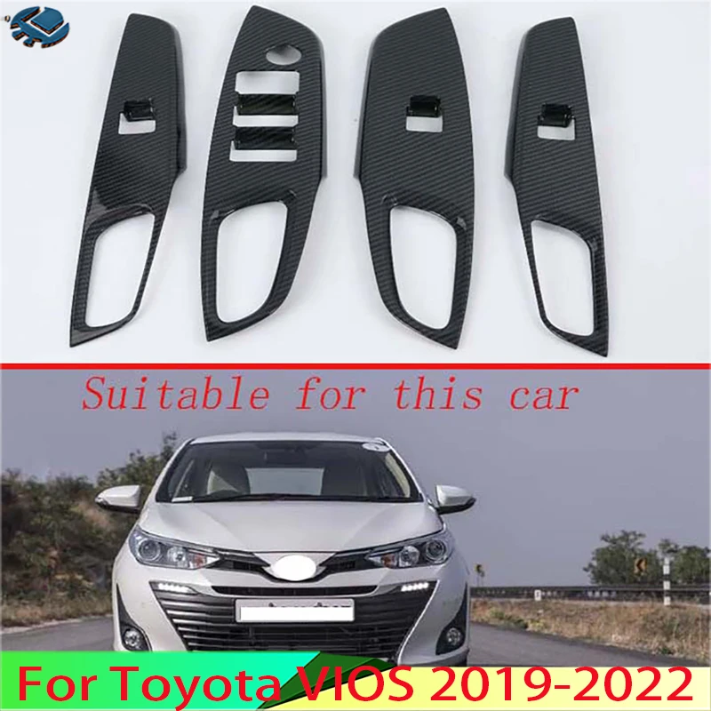 

Для Toyota VIOS 2019-2022 украшение автомобиля из углеродного волокна стиль двери, окна, подлокотник, панель переключателя, накладка, гарнир