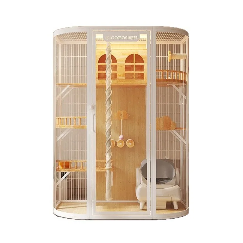 Cat villa cat cage oversized luxury solid wood indoor panoramic pet glass display cabinet