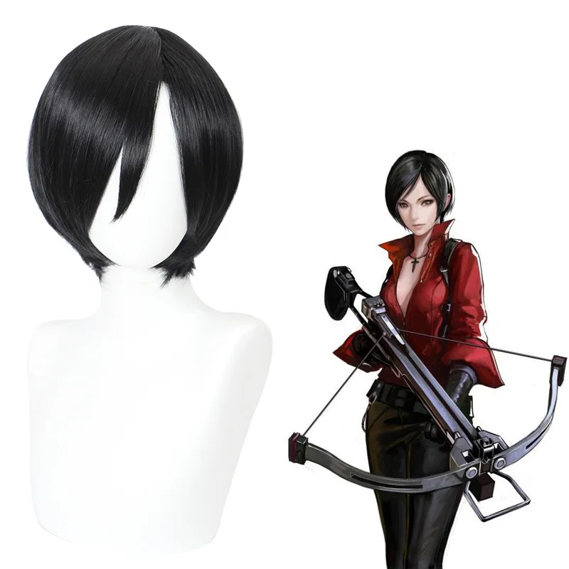 

Xiu Dan, Resident Evil 8 Village Ada Wong Cosplay Wig, Black Short Face-hugging Hair, 479C