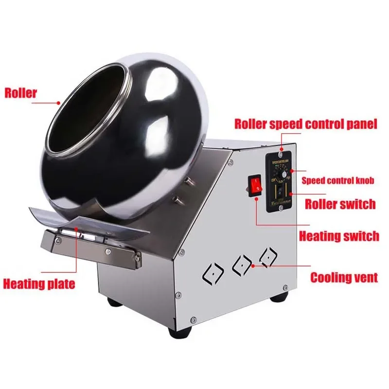 Desktop Gummy Chocolate Bean Sugar Coating Machine Small Large Rounding Coating Drying Polishing Process Food Seed Candy
