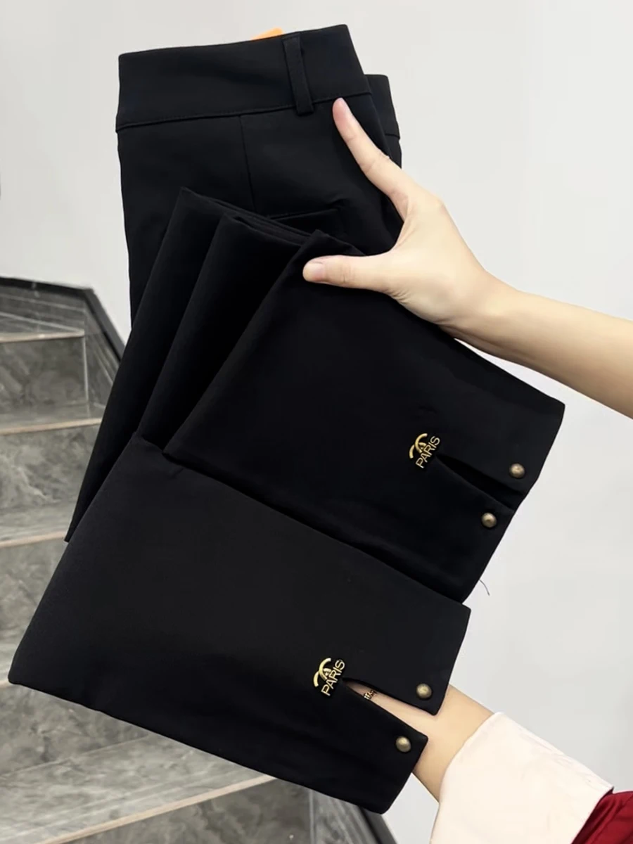 

Slimming Large Size Autumn Trendy Women's Cigarette Pants Elastic Nine-Point Straight Leg Profional West Pants Small Stature