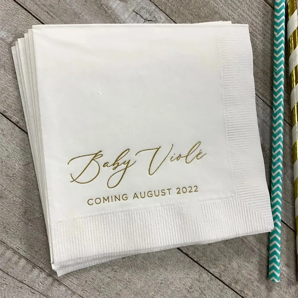 

Personalized Napkins Beverage Luncheon Dinner Guest Towel Napkins Baby Shower Naming Custom Monogram LOTS of colors available!