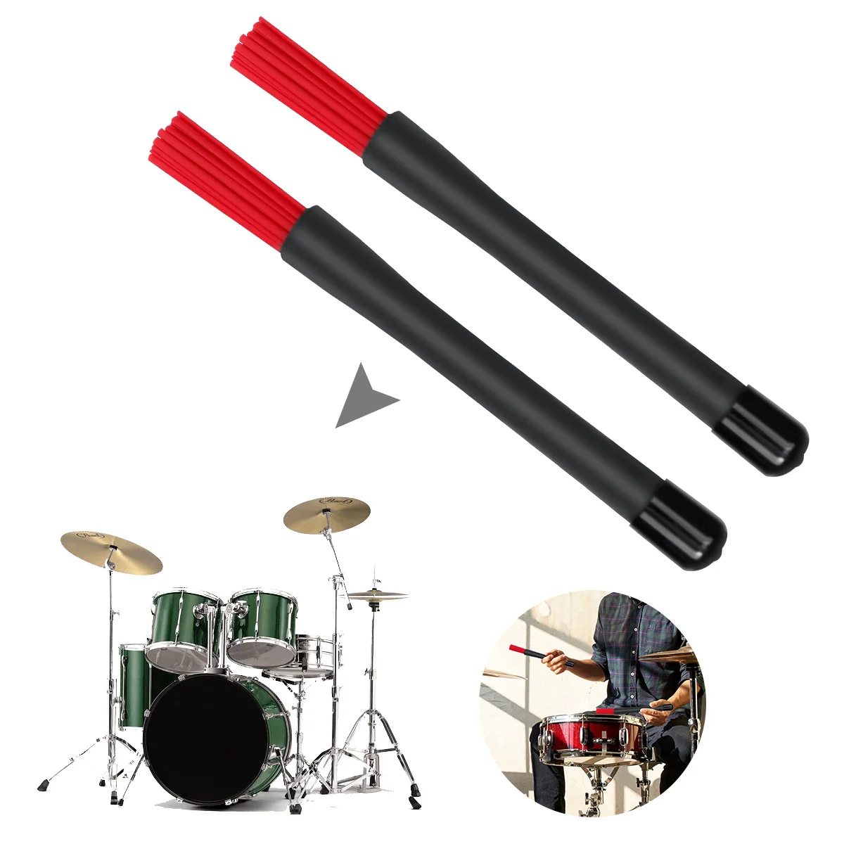 مجموعة طبلة أداة قرع عصا طبلة حمراء للملحقات #4