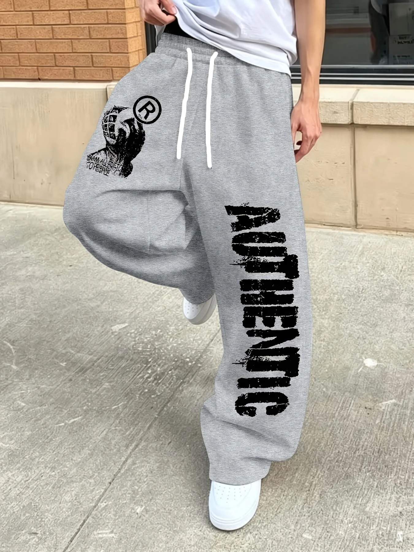 Men Women Straight‑Leg Long Pants 3D Vintage Grunge Graphic Quick‑Dry Trousers Elastic Drawstring Street Hip Hop Daily Pants