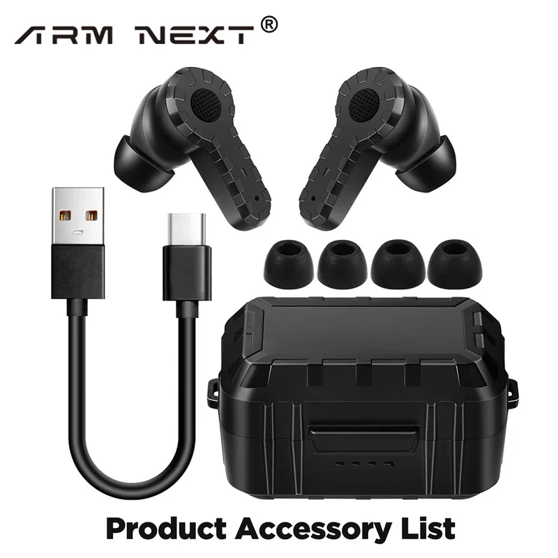 ARM NEXT Tactical Earphone Earplugs for Noise-canceling Ear Caps for Shooting Hearing Protection NRR27dB