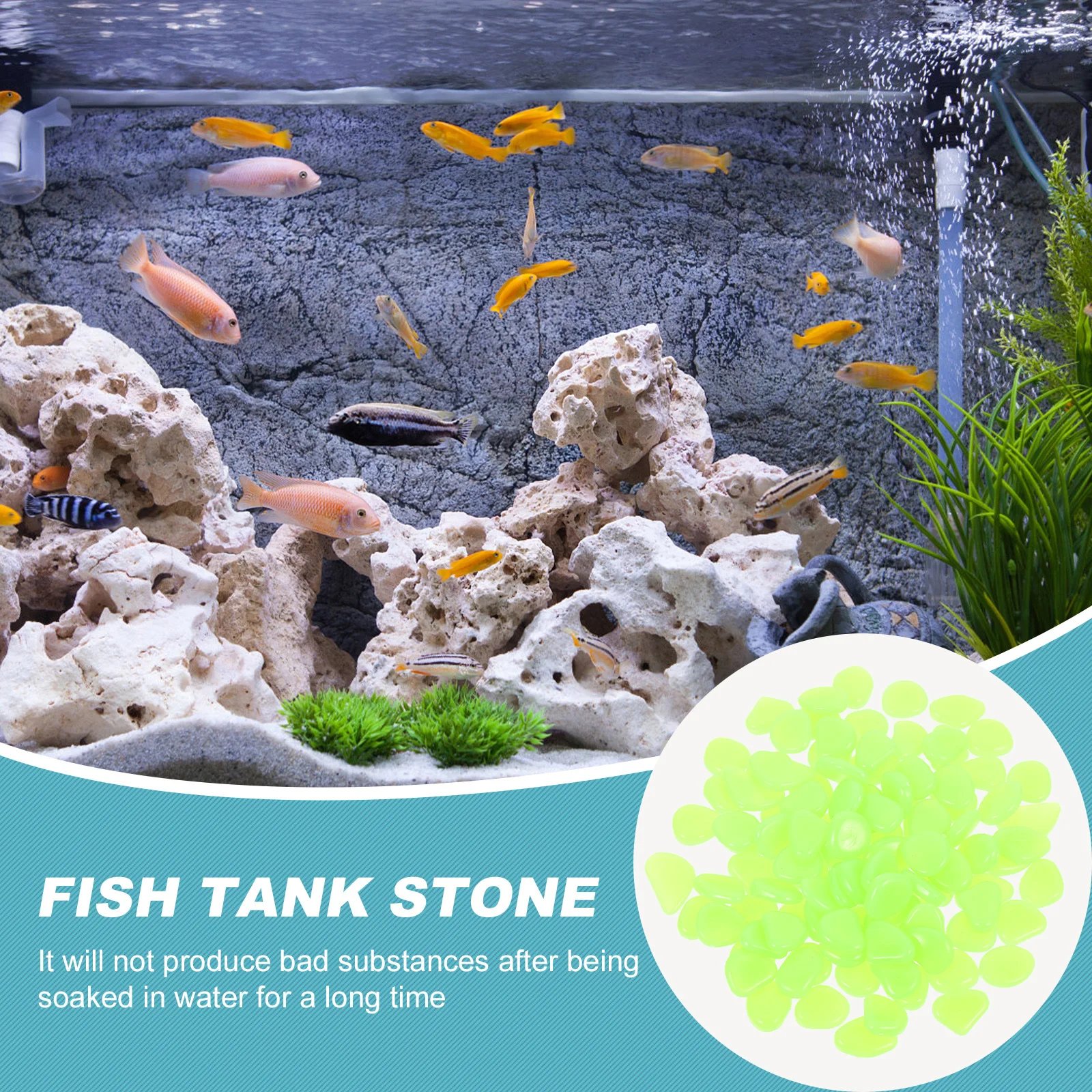 

300 Pcs Resin Pebbles Night Resin Pebble Glow Fish Tank Stones Decorative Aquarium L scaping Durable Practical