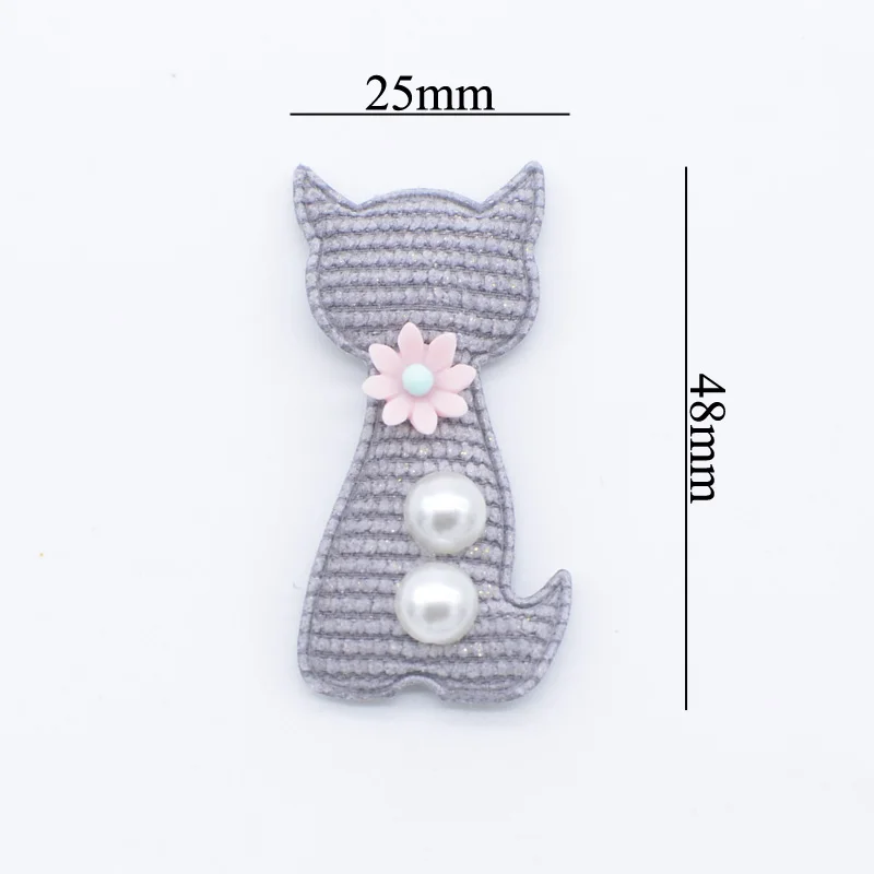 10Pcs Cute Cloth Cat Embellishment with Pearl Flower for Clothes Patch Fabric Sewing Craft Socks Gloves Shoes Decal Decor