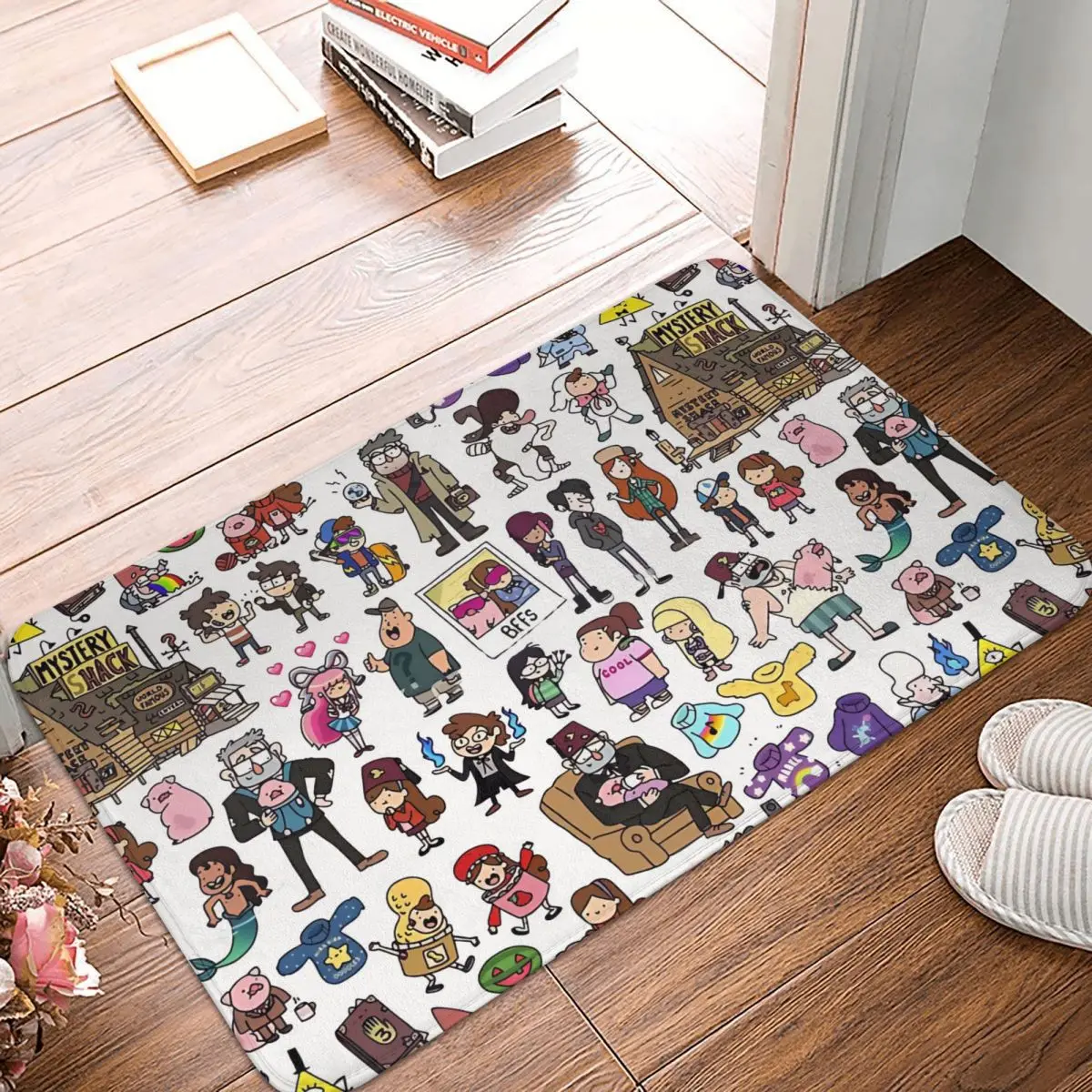 Cute Gravity Falls Doodle Meme Y2K Non-Slip Carpet Doormat Bedroom Bathroom Mat Entrance Door Decor Rug