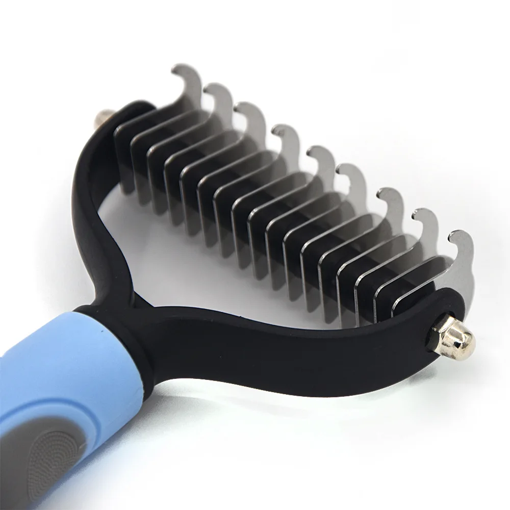 Professional Pet Grooming Comb for Dogs and Cats - Double Sided Brush for Removing Tangles, Mats and Loose Hair