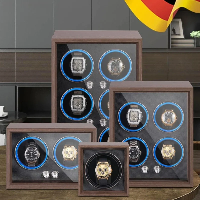 

Механический виндер для часов, домашняя автоматическая деревянная шкатулка для часов, автоматический шейкер для часов WanBaoZhi с бесшумным мотором, вращающийся механизм для часов