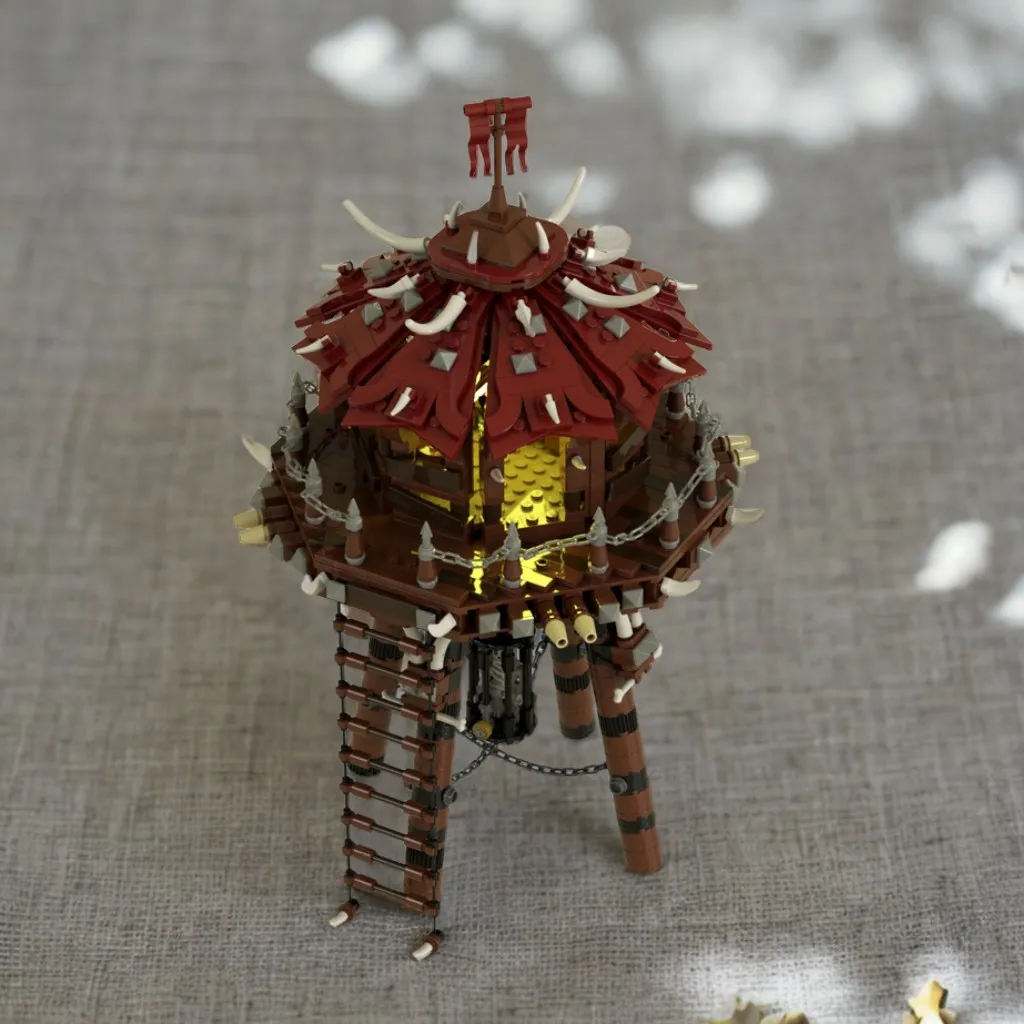 

1205 шт. MOC Orc, башня для стрельбы из лука, модель военной фортепы, модульный дизайн, образовательная модель, строительные блоки, игрушки «сделай сам», подарок на день рождения