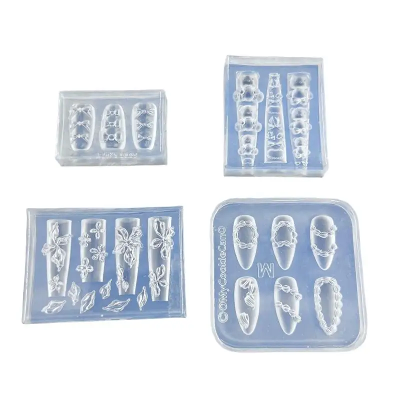 1 pezzo di decorazione per unghie fai da te fiore trasparente modello per unghie strumento di progettazione per manicure crema fiocco orso stampo per unghie in silicone 3D
