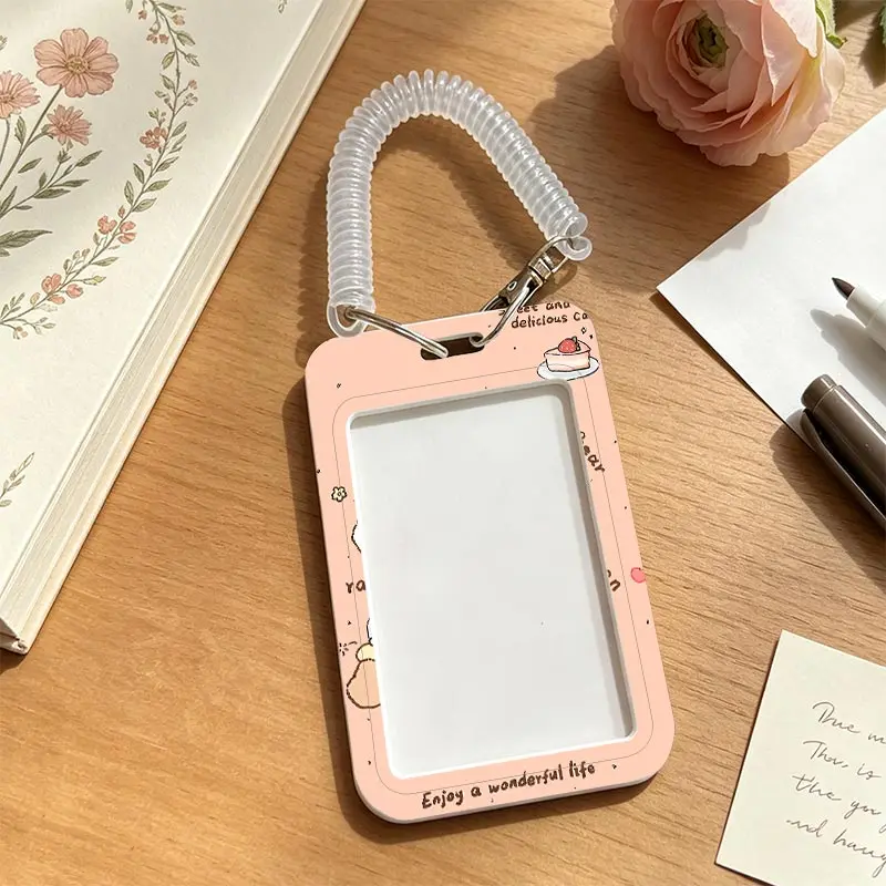 Card Protection Cover for Pendant Keychain Credential Badge Holder Student Bus/Meal Card Protection Case Kpop Photocard Holder