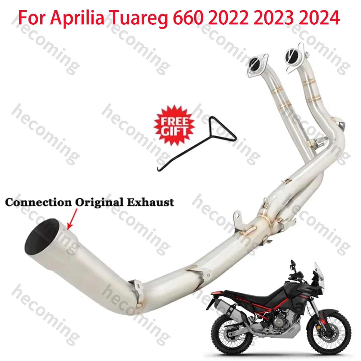 Exhaust Front Link Pipe For Aprilia Tuareg 660 2022 2023 2024 Motorcycle Exhaust Systems Slip On Header Muffler Pipe Escape