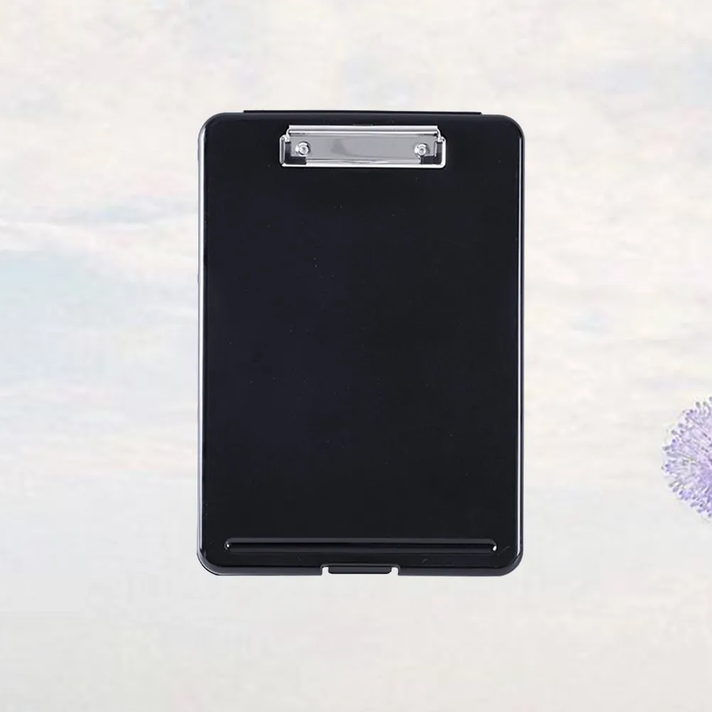 Plastic A4 Clipboard File Folder Paper Holder Clipboard Container Box Pen Slot Lightweight for School Office Home Black
