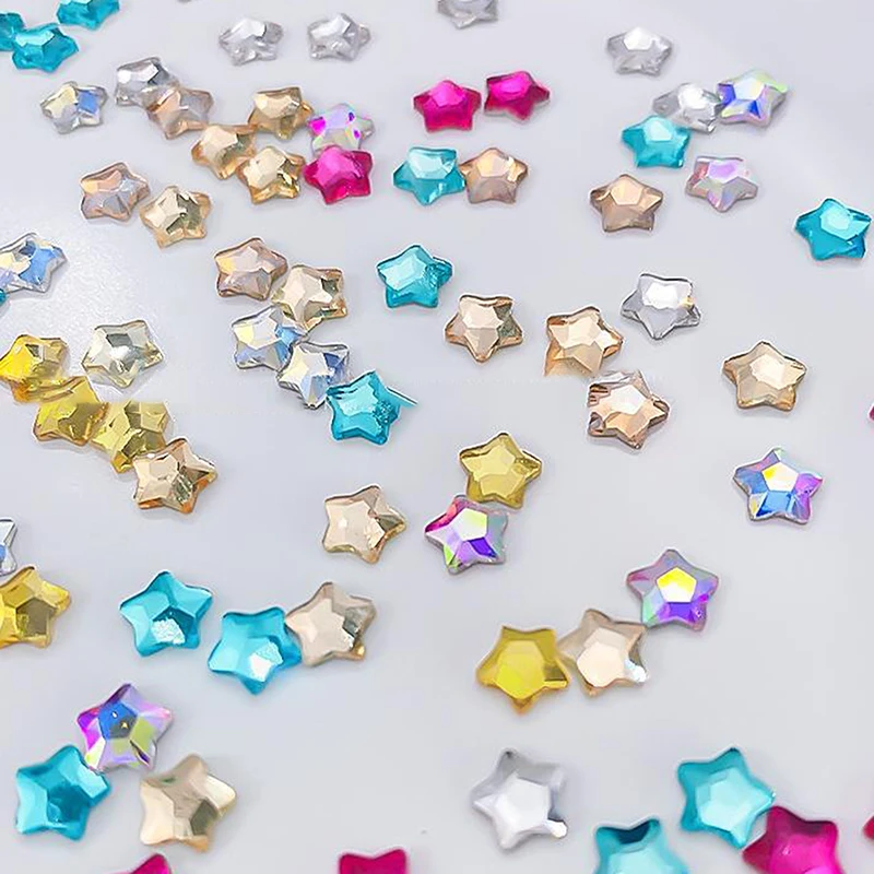 50 Stück Sternförmige 4/6MM Glitzernde Flache Acryl-Kristalle Mini Nagelkunst-Strass Farbige 3D DIY Maniküre-Dekorationen Diamanten – Detail 6