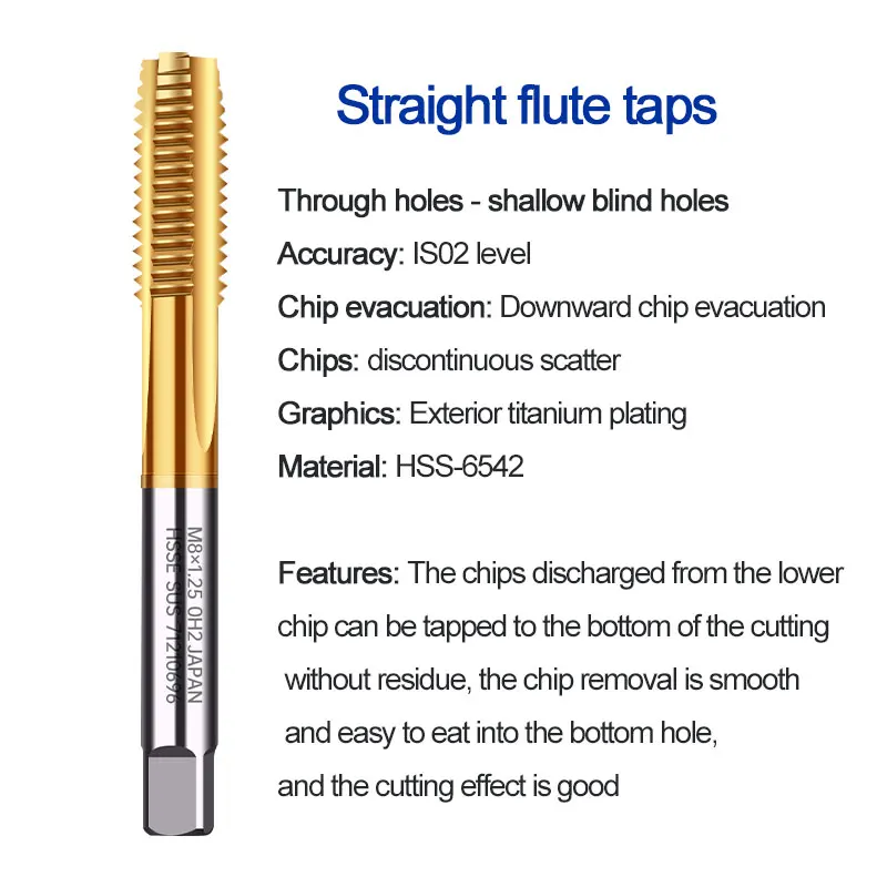 HSS コバルト含有先端ねじタップマシンタップドリルツールステンレス鋼特殊チタンメッキねじタッピング M3 M4 M5 M6
