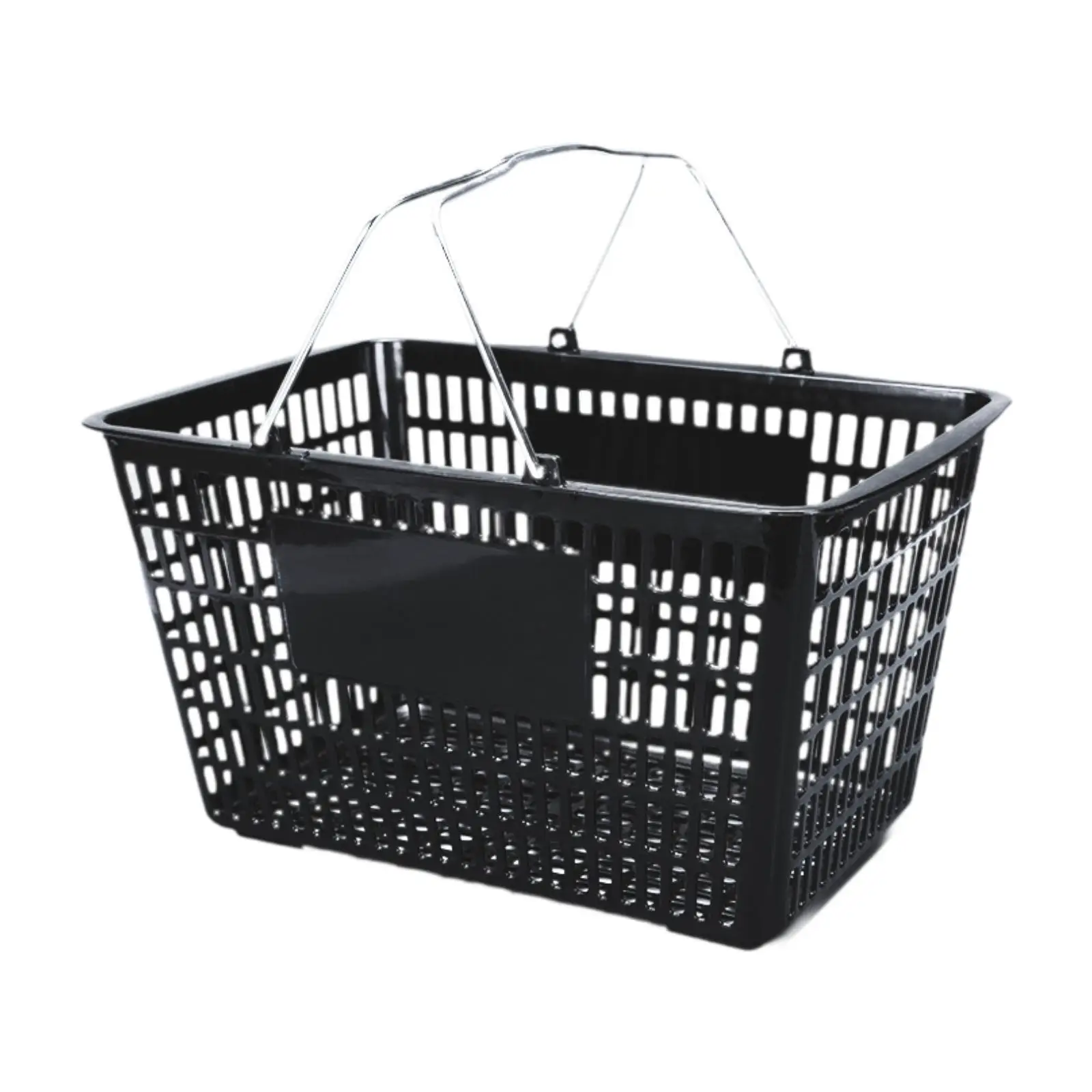 Reusable Black Shopping Basket Sturdy Handheld Plastic Market Carrier for Grocery Picnic Convenience
