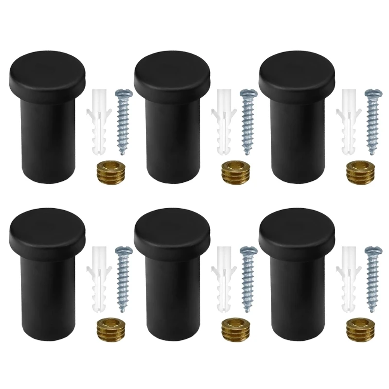 Pack of 6 Contemporary Black Wall Hook with Screws Easy to Use Towel Hanger