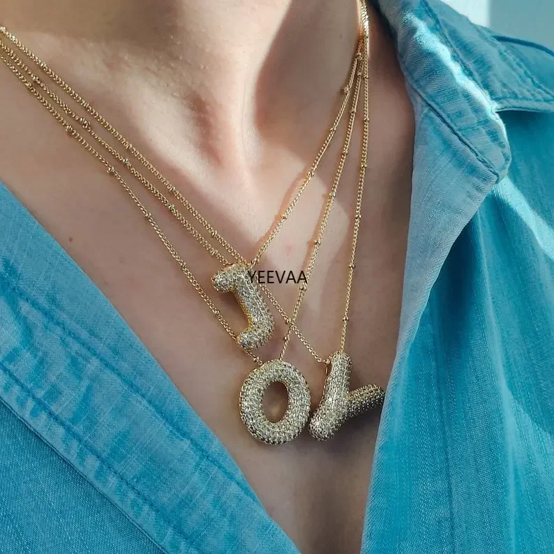 

YEEVAA Letter Initial A-Z Short Pendant Necklace, Cubic Zirconia Inlaid, Fashion Jewelry, Unique Gifts