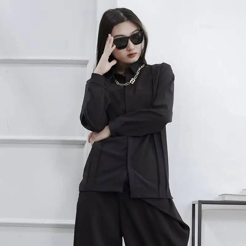 

Ladies Long Sleeve Shirt Spring And Autumn New European And American Slim Korean Pure Color Large Size Long Sleeve Shirt