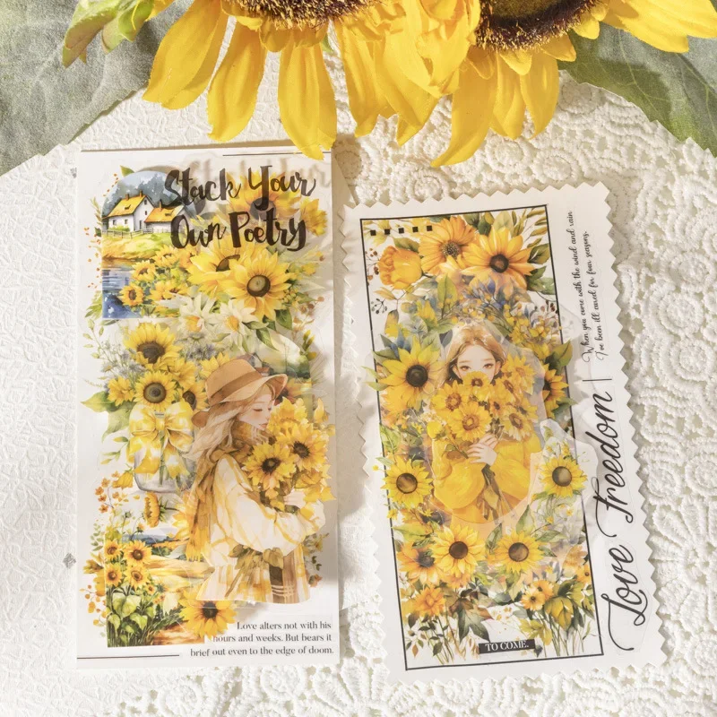 30pcs PET sticker pack Shaped collage Bottle Scene Sunshine Sunflower Scrapbook package Light-by-Light Travel 156*100mm