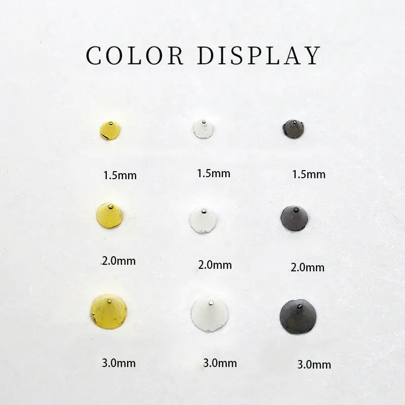 100/1000 قطعة الشرير المعادن مخروط برشام مسمار السحر (1.5/2/3 مللي متر) أسود/فضي/الذهب ترصيع مانيكير لتقوم بها بنفسك مسمار الديكور